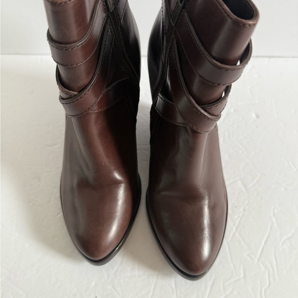 Frye Brown Ankle Booties with Gold Buckle - Picture 9 of 13